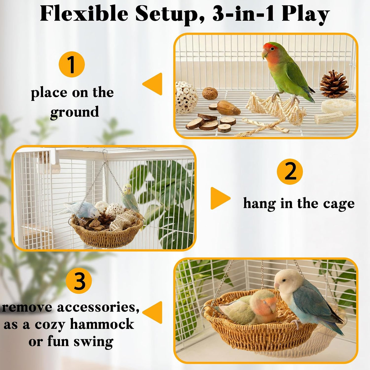 Jevnd 20 piece bird toy collection with wooden blocks and pinecones