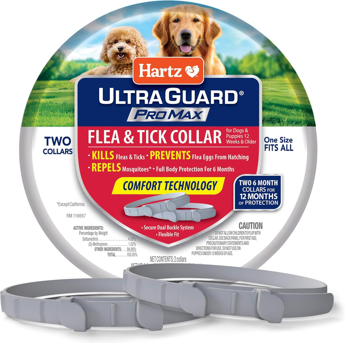 Hartz UltraGuard ProMax Flea and Tick Collar for Dogs front view