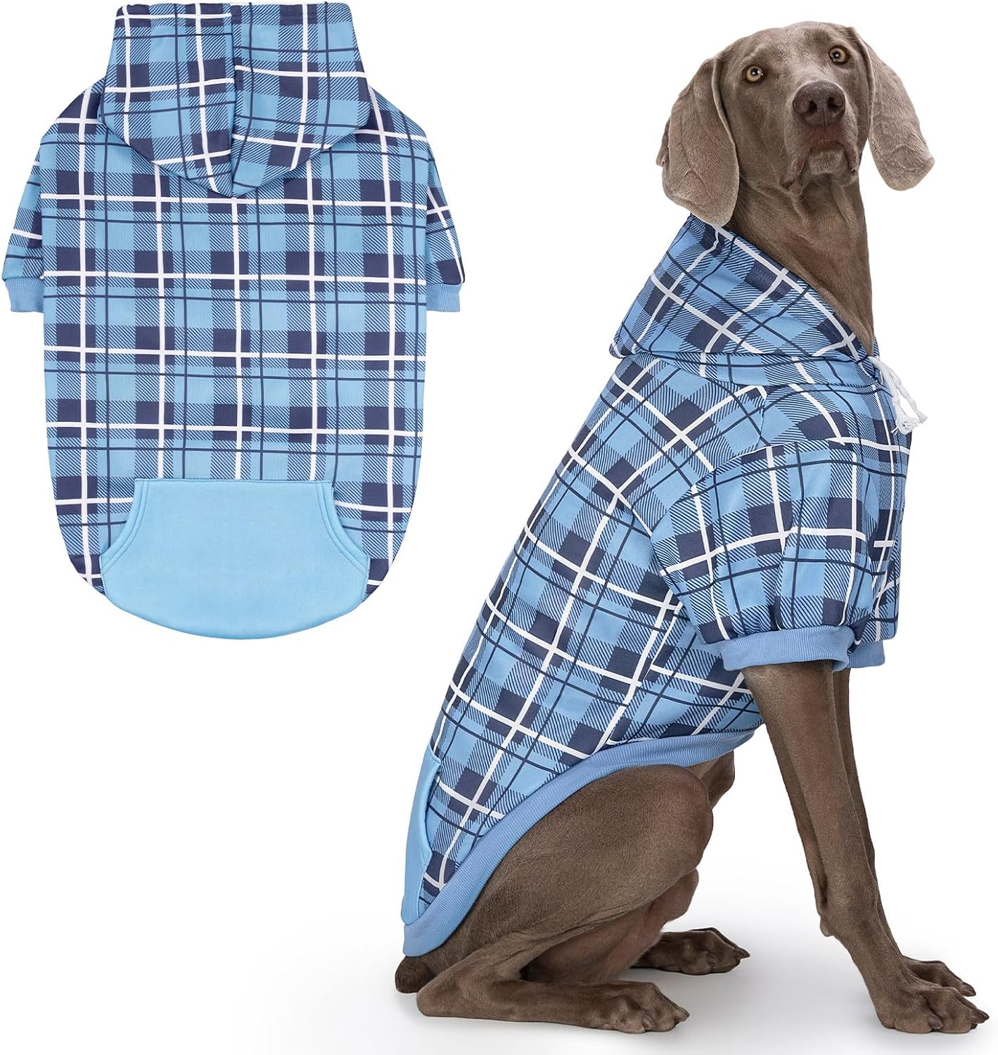 EXPAWLORER Plaid Dog Hoodie - British Style Warm Dog Sweater Shirt with Leash Hole,Pitbull Clothes Outfits,Winter Coat Apparel for All Breeds Puppy Girl Boy-Cat Apparel,Beige Medium - Image 10