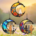 Thunala personalized cat memorial suncatcher front view featuring custom name and bookshelf design