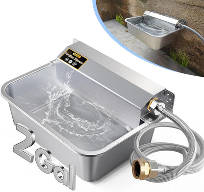 PETIMI automatic dog water dispenser front view heavy duty stainless steel self filling pet bowl
