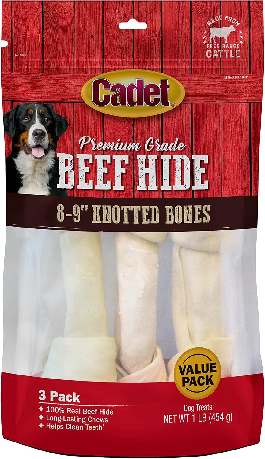 Cadet Premium Grade Beef Hide for Dogs, Long-Lasting Rawhide Knotted Bones Single-Ingredient Dog Chews, 13" - 14", 1 Count - Image 10