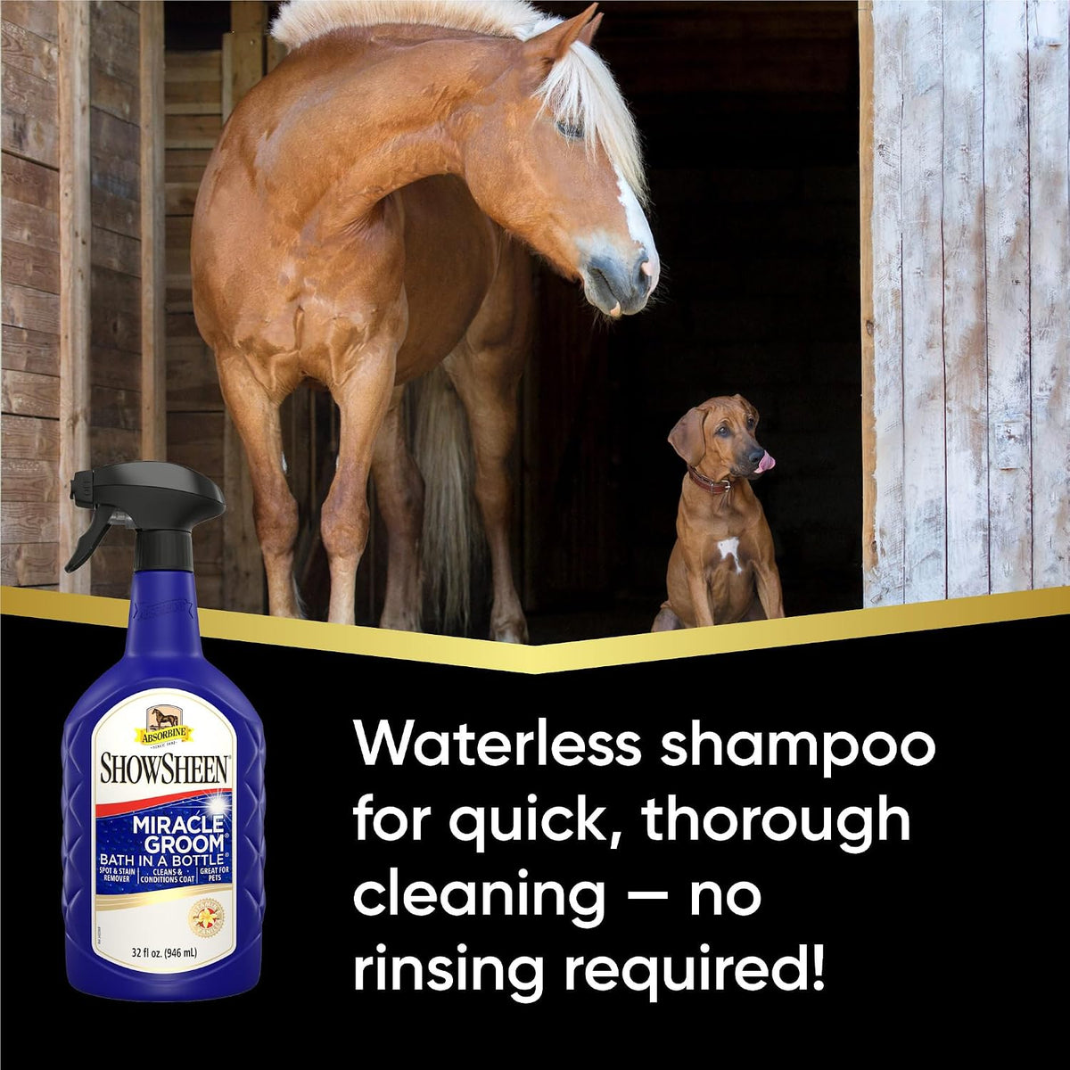 Absorbine waterless shampoo spray nozzle and label