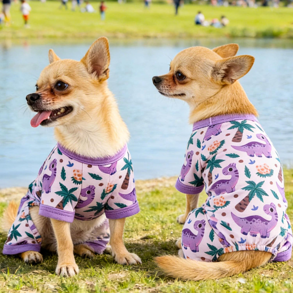 Tochibabe dinosaur print puppy jumpsuit medium size