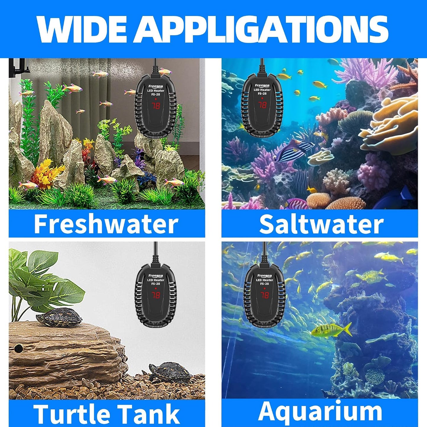 Compact Freesea heater suitable for small Betta tanks