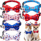 Hsei patriotic cat bow collars front view showcasing festive red white and blue star designs.