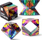 Shashibo Octa Shape Shifting Box Infinity cube front view showing vibrant multicolored patterns.
