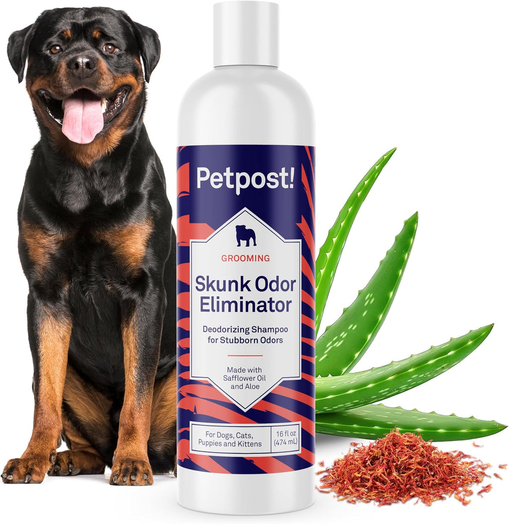 Petpost skunk odor eliminator shampoo front view bottle