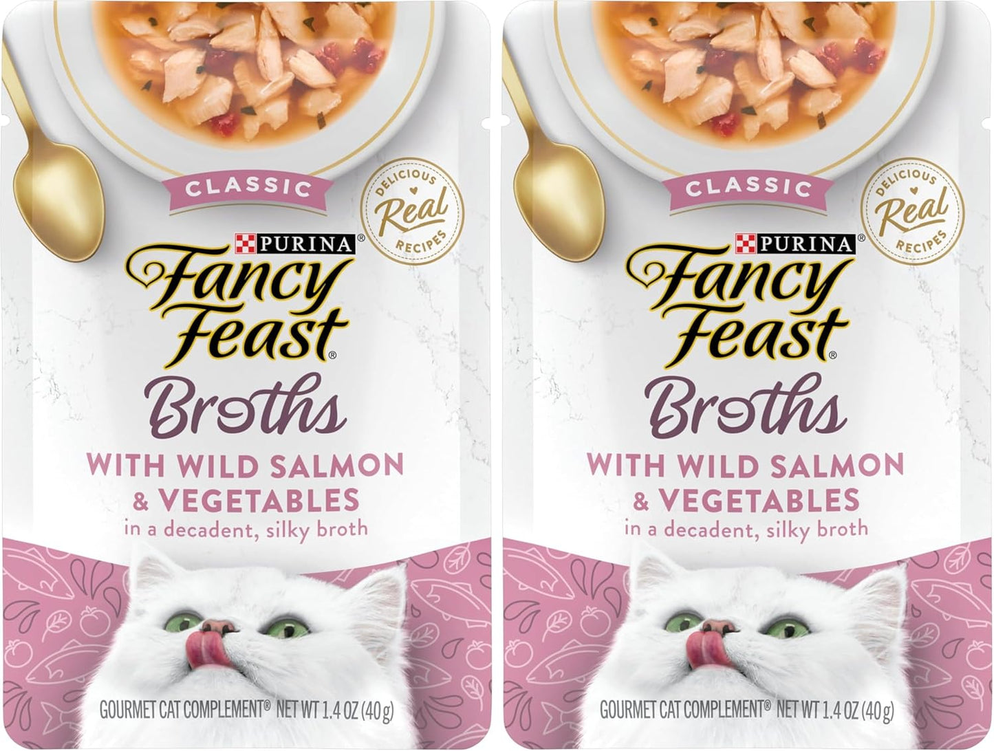 Purina Fancy Feast Lickable Wet Cat Food Broth Complement, Classic With Wild Salmon and Vegetables, (Pack of 16) 1.4 oz. Pouches - Image 9