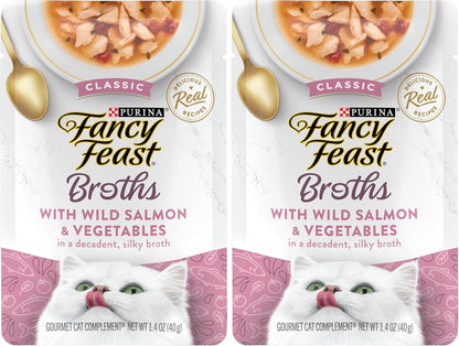 Purina Fancy Feast Lickable Wet Cat Food Broth Complement, Classic With Wild Salmon and Vegetables, (Pack of 16) 1.4 oz. Pouches - Image 9