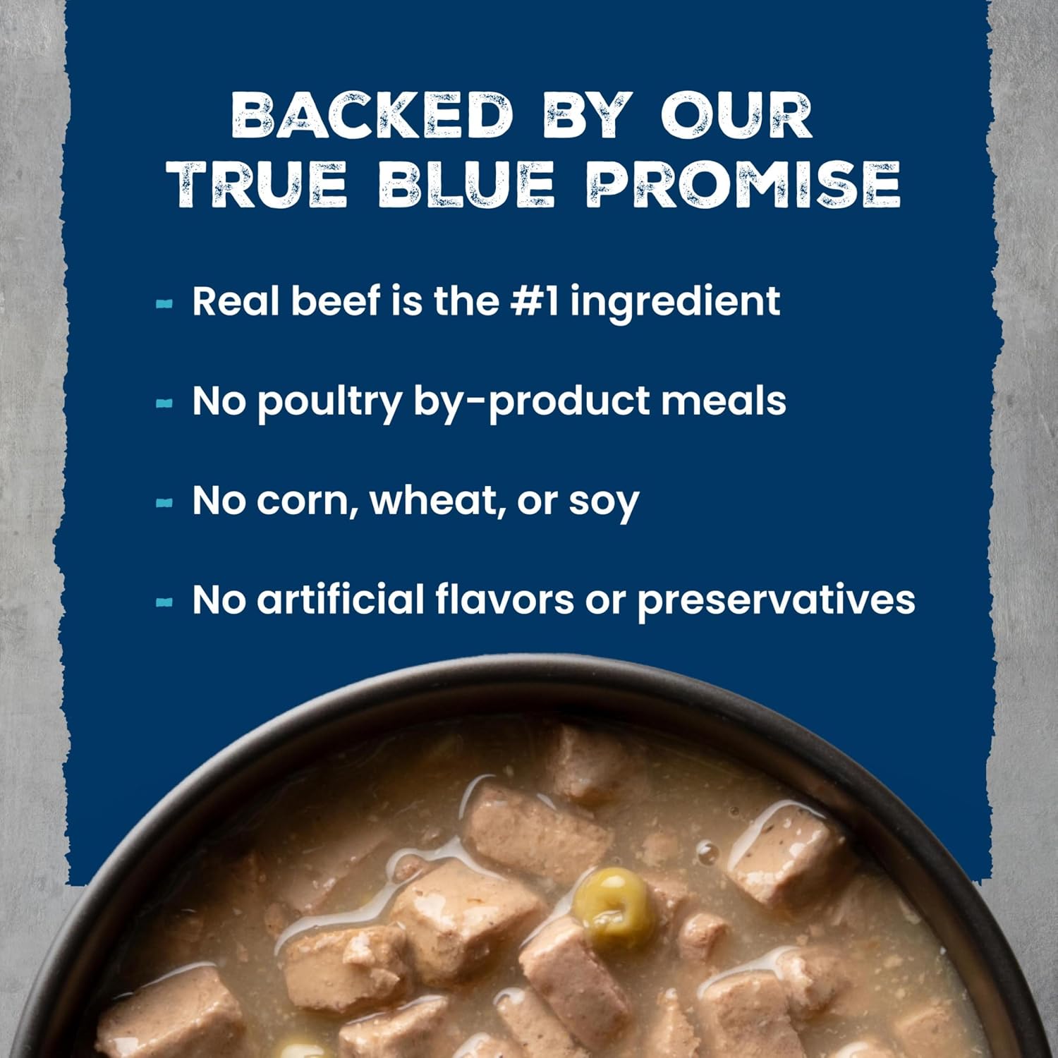 Blue Buffalo Wilderness grain free beef recipe nutrition label view.