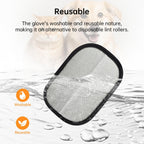 Re-usable pet hair grooming glove used on car seats