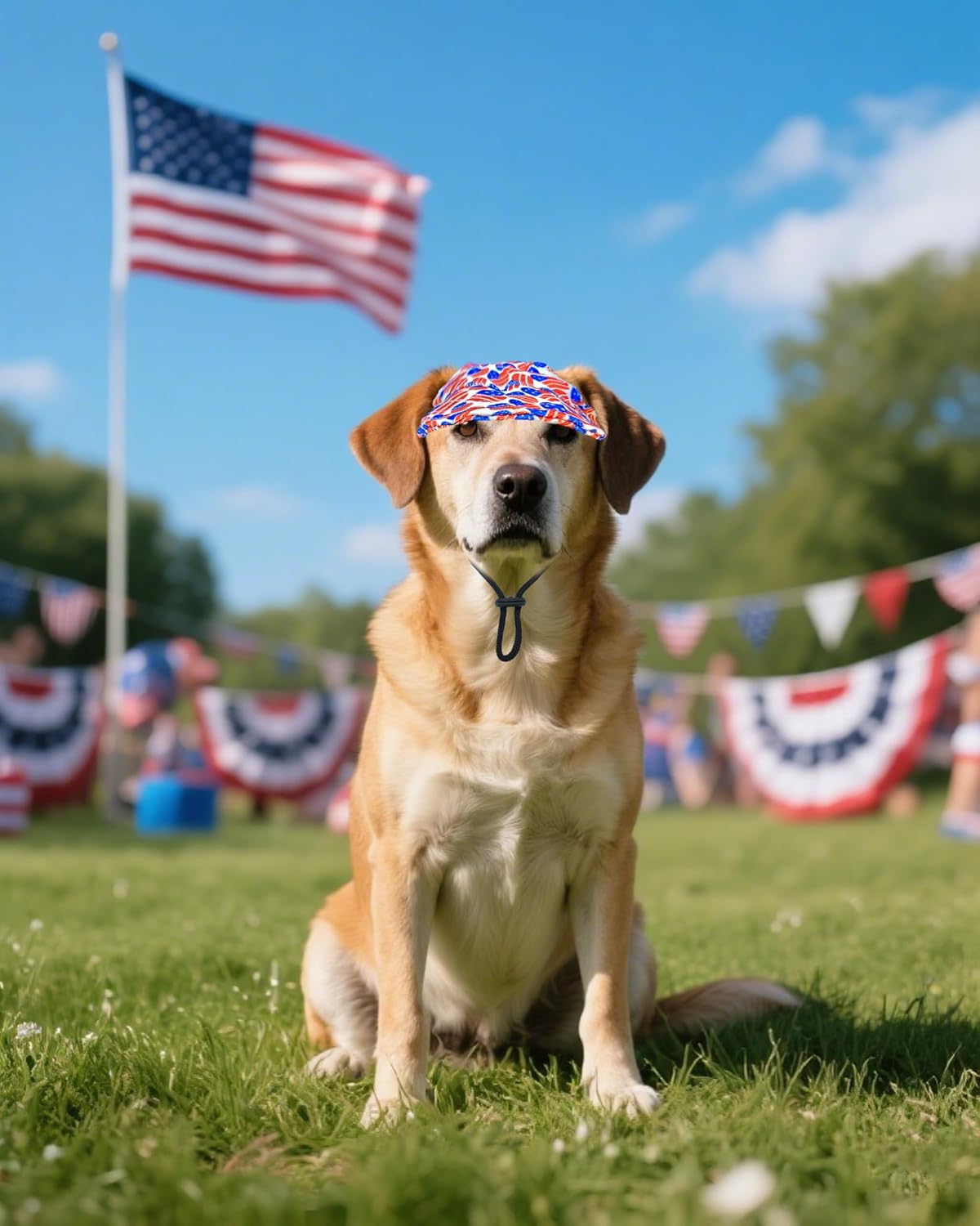 Close up of embroidery on Pet Show USA dog hat