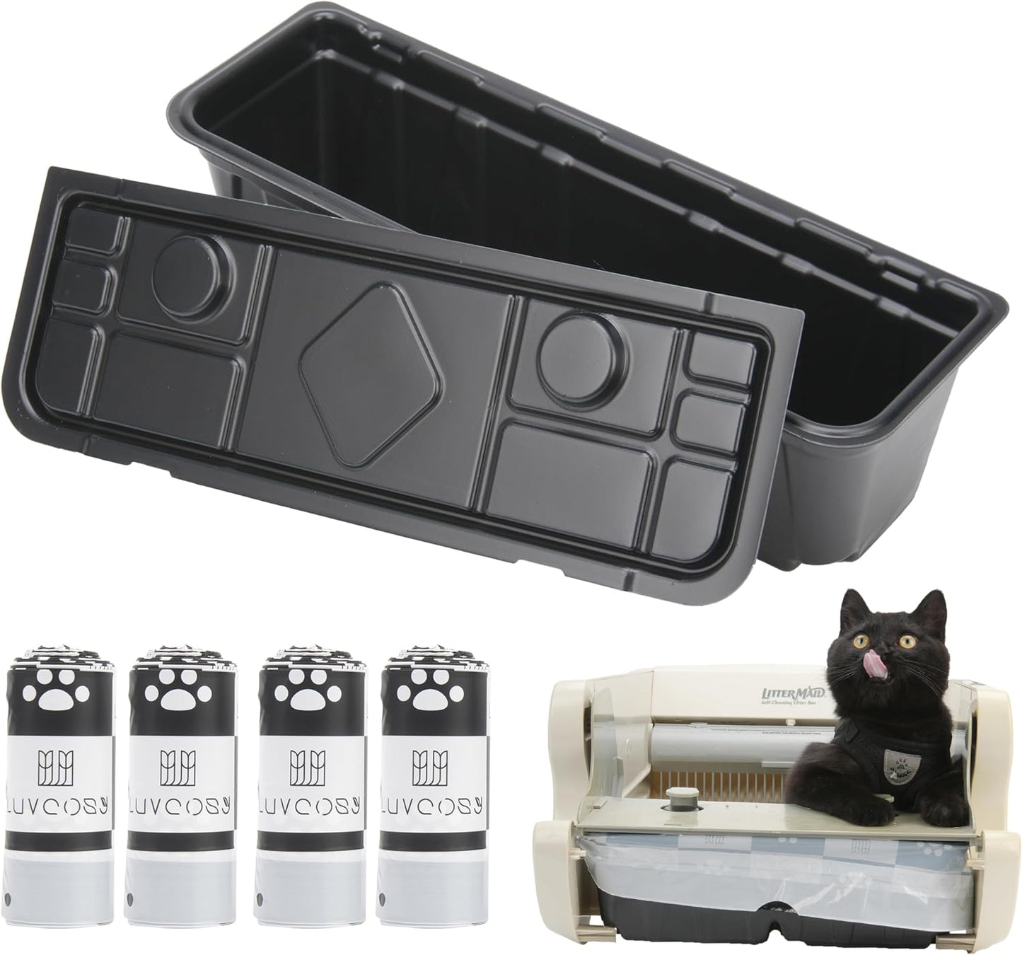 Bundle contents showing receptacle and 40 count liner pack