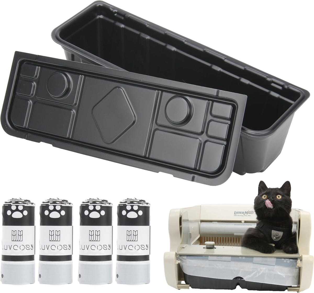 Bundle contents showing receptacle and 40 count liner pack