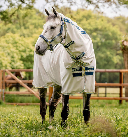 Close up of the silver mesh fabric on the Horseware Amigo Bug Rug showing UV protection properties.