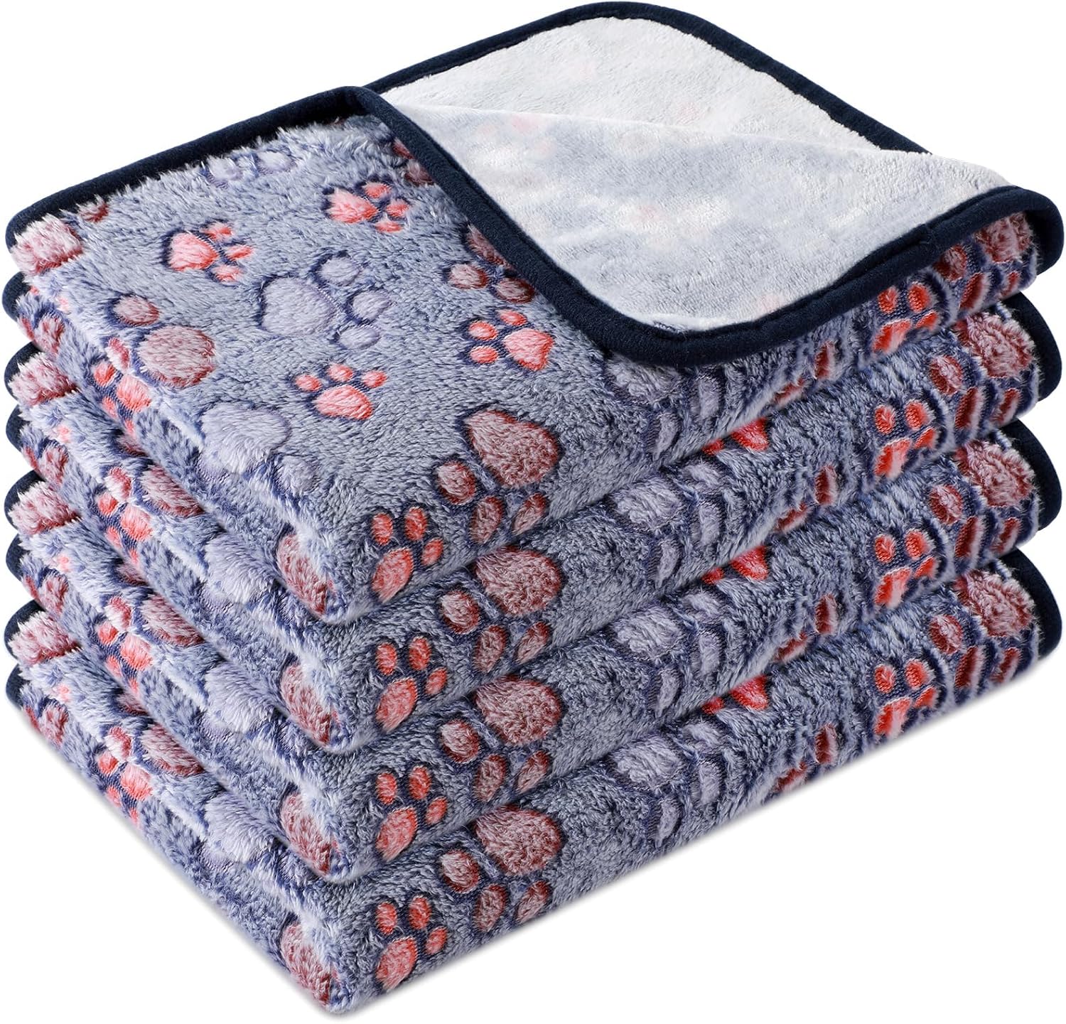 Tatuo 4 Pack Fleece Dog Blankets for Puppy Cats Multi-Size Sleep Mat for Pet Guinea Pig Soft Washable Warm Crate Bed Puppy Teething Toys Print Pattern Blanket Indoor(Mixed Color,24 x 16 Inch,Paw) - Image 9