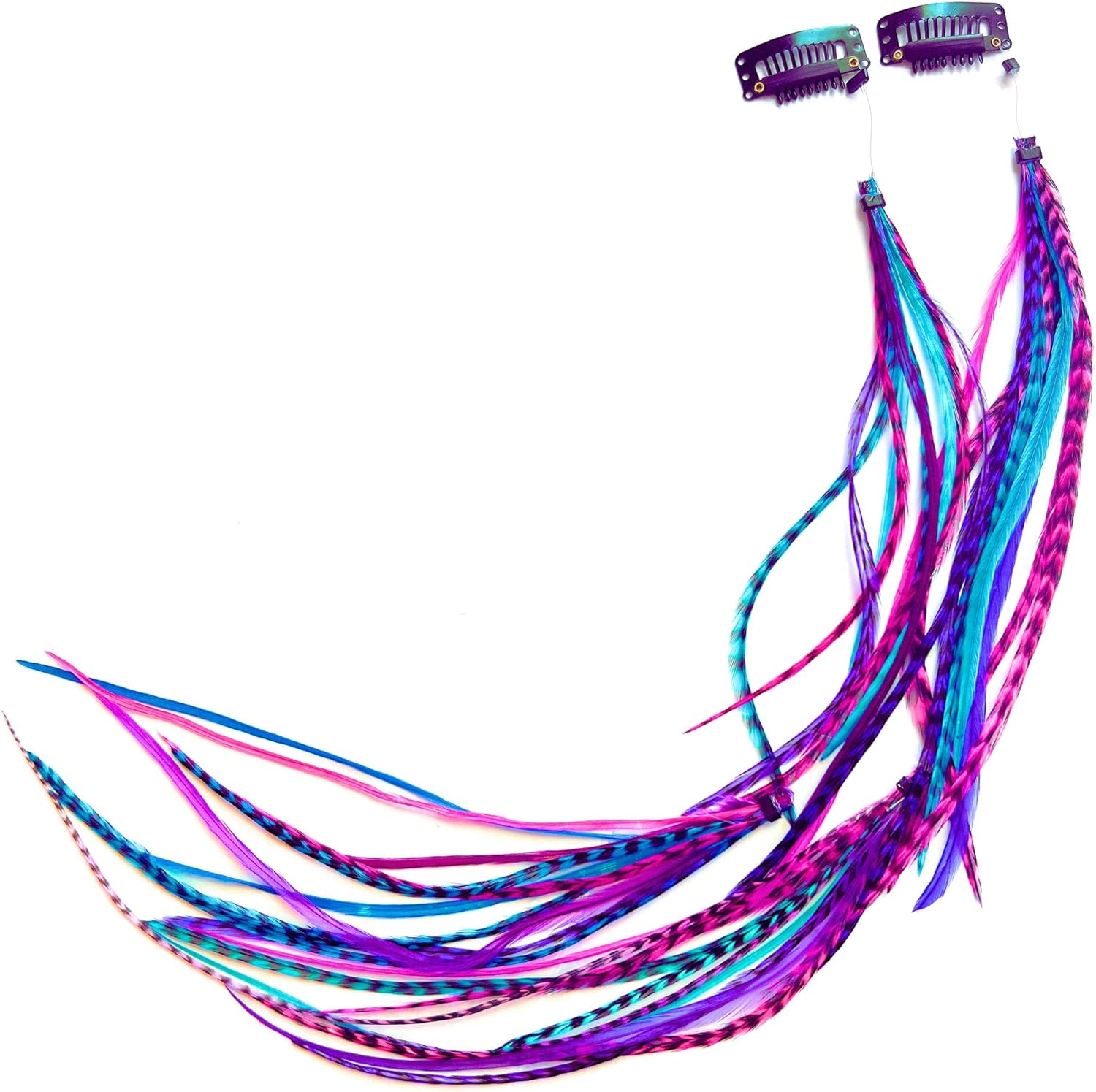 Feather Lily clip on feather hair extensions front view for women