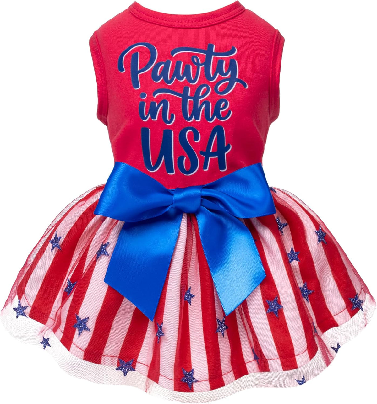 Fitwarm Happy 4th of July Dog Tulle Dress, Patriotic Dog Clothes for Small Dogs Girl, Red and White Star Pet Outfit, Red, Royal Blue, Small - Image 10