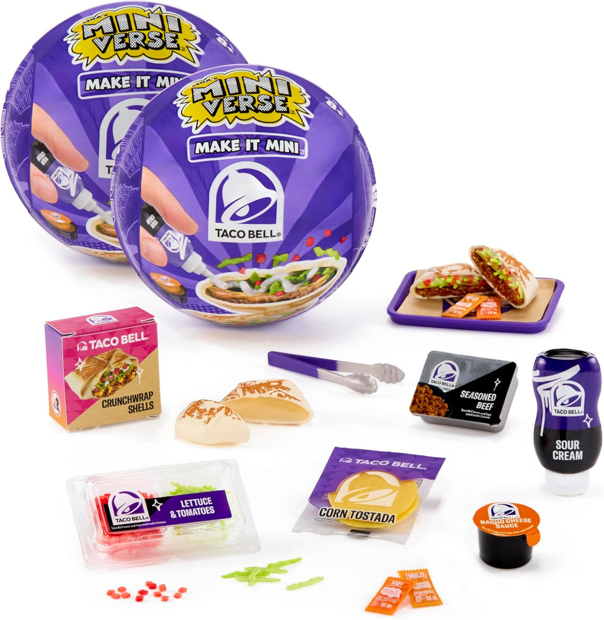 MGA's Miniverse Make It Mini Taco Bell Series One Pack front packaging view showing mystery blind capsules.