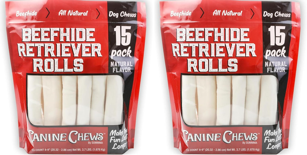 Canine Chews 8-9" Beef Basted Rawhide Rolls, Raw Hide Bones for Large Dogs, Dog Bones Large Breed, Durable, Long-Lasting, Medium & Large Breeds, 25pk - Image 14
