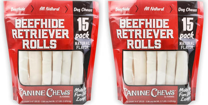 Canine Chews 8-9" Beef Basted Rawhide Rolls, Raw Hide Bones for Large Dogs, Dog Bones Large Breed, Durable, Long-Lasting, Medium & Large Breeds, 25pk - Image 14