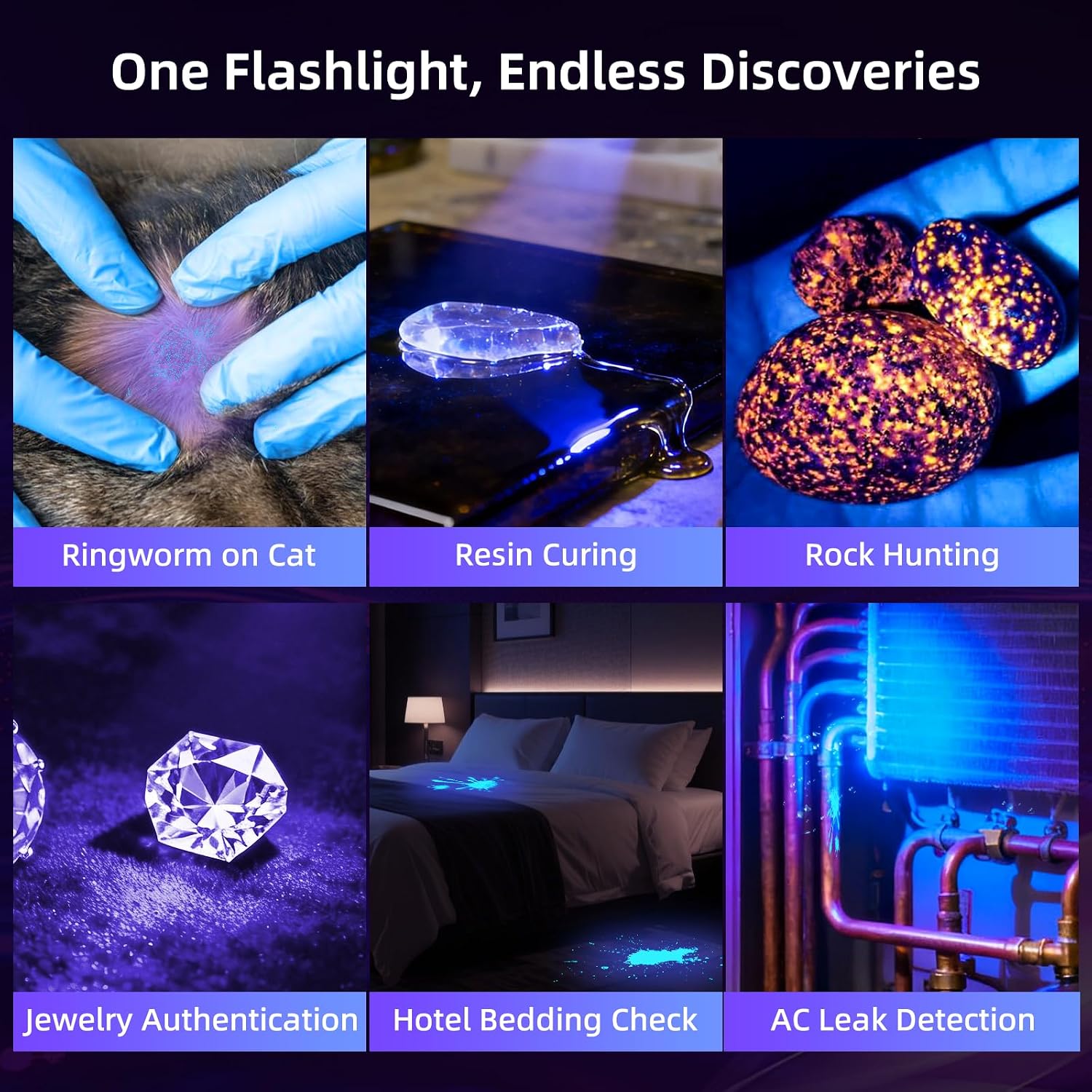 Tremdwoto authentic USA imported ultraviolet flashlight unboxing with complete accessories and charging cable.
