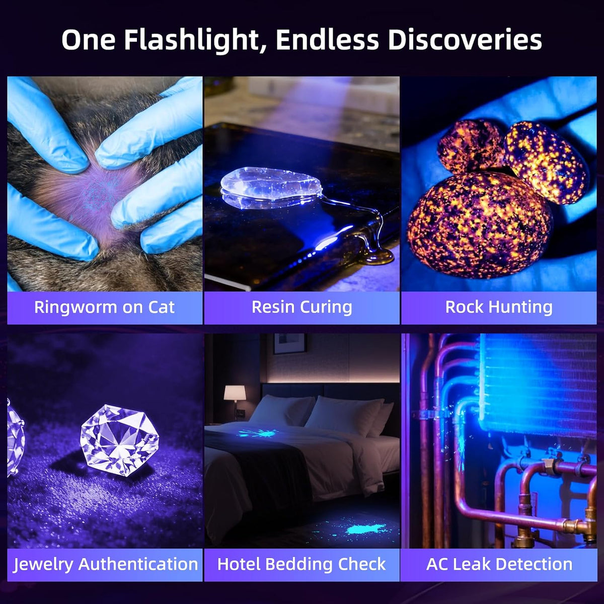 Tremdwoto authentic USA imported ultraviolet flashlight unboxing with complete accessories and charging cable.