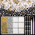 Anower Belleboost gold silver half round pearls front view storage box