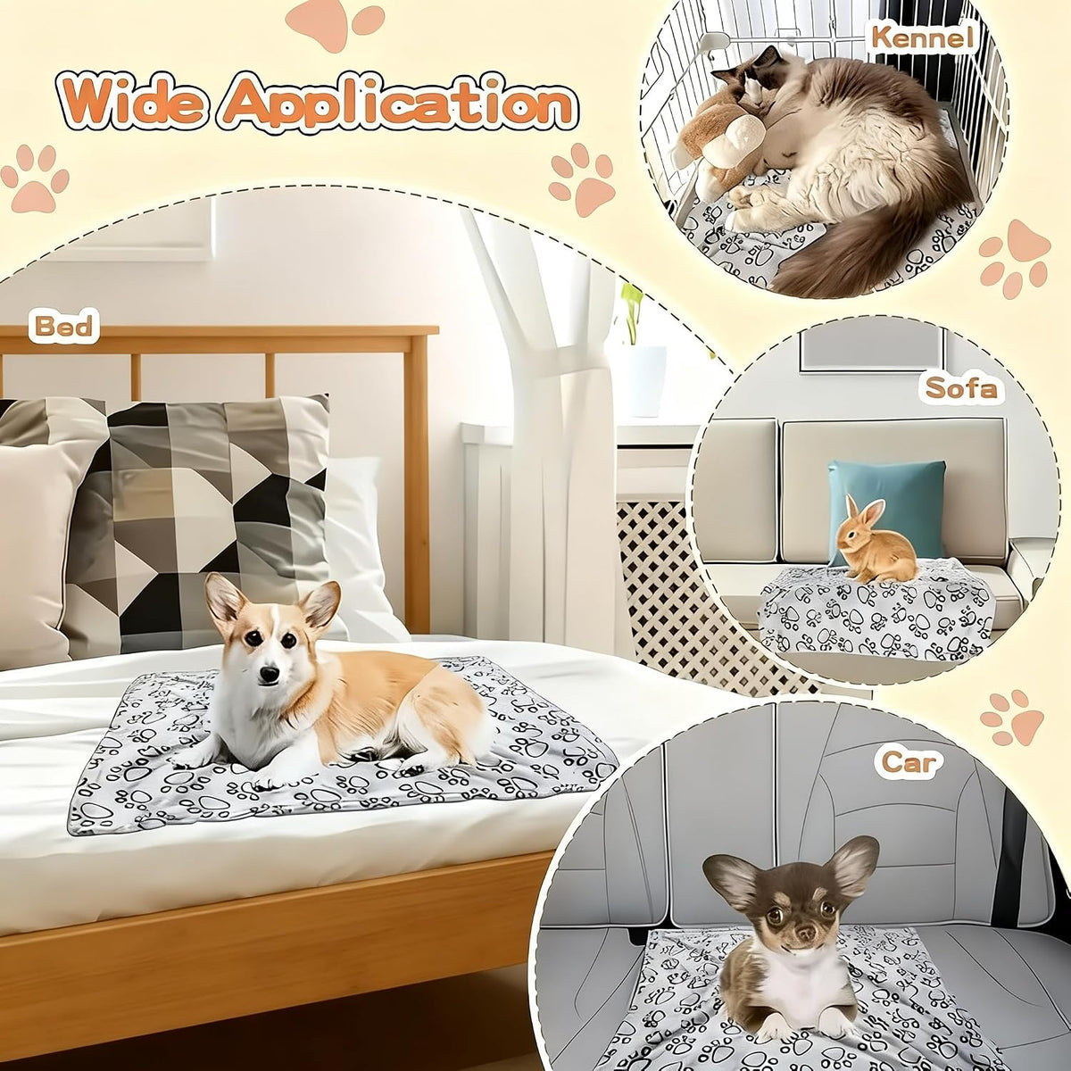 Grey pet bed mat for small dogs and kittens folded neatly.