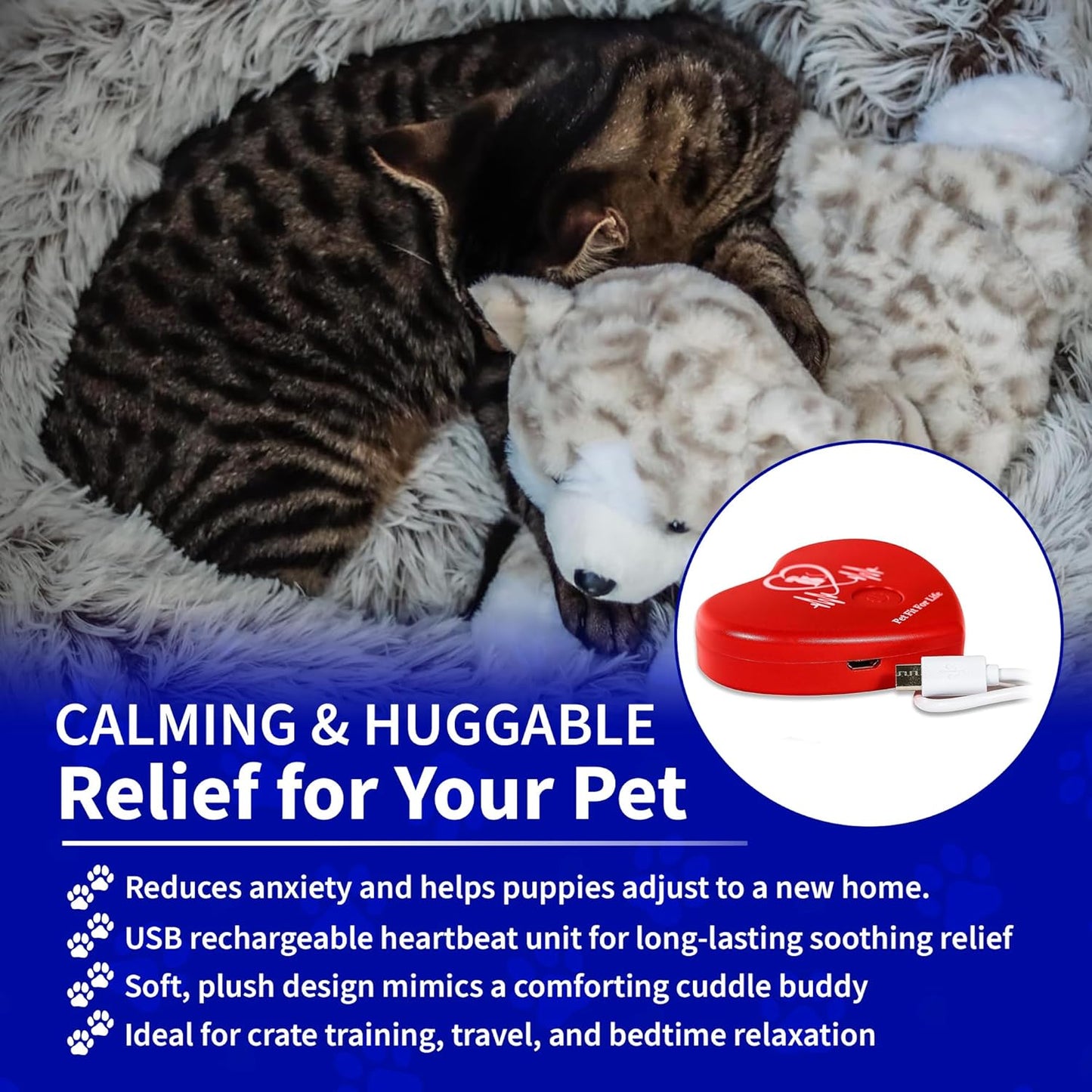 Microwavable reusable heat pack insert alongside the Pet Fit For Life original cuddle plush toy.