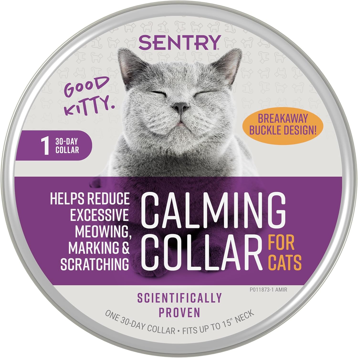 Sentry Calming Collar for Cats packaged box front view showing lavender details