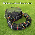 CLKHOWL portable cat tents for outside with iridescent trim setup on a backyard lawn