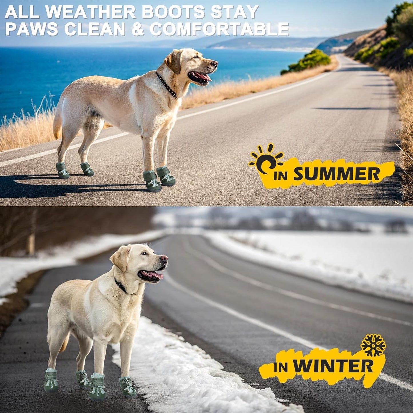 EXPAWLORER 4PCS Anti-Slip Dog Shoes - Waterproof Dog Booties & Paw Protectors with Reflective Straps for Outdoor Cold/Hot Pavement, Indoor Hardwood Floors, Winter Boots for Small Medium Large Dogs - Image 9
