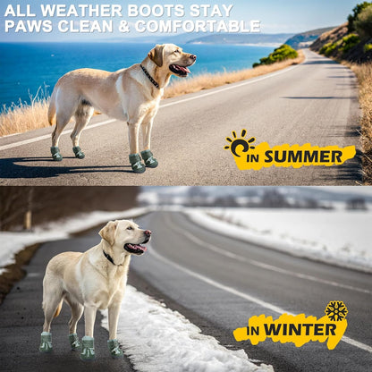 EXPAWLORER 4PCS Anti-Slip Dog Shoes - Waterproof Dog Booties & Paw Protectors with Reflective Straps for Outdoor Cold/Hot Pavement, Indoor Hardwood Floors, Winter Boots for Small Medium Large Dogs - Image 9