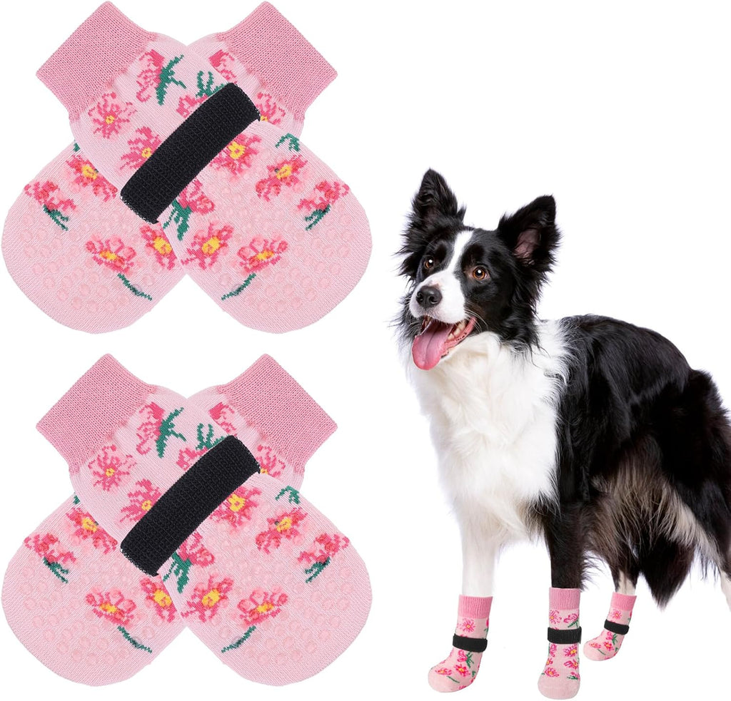 SCENEREAL Anti Slip Dog Socks to Prevent Licking Paws for Hardwood Floors, Double Sides Dog Shoes Boots & Paw Protectors for Hot/Cold Pavement, Dog Grippy Booties for Small Medium Large Senior Dogs - Image 12