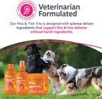 Zesty Paws plant based flea and tick protection trio for itch relief and pest prevention.