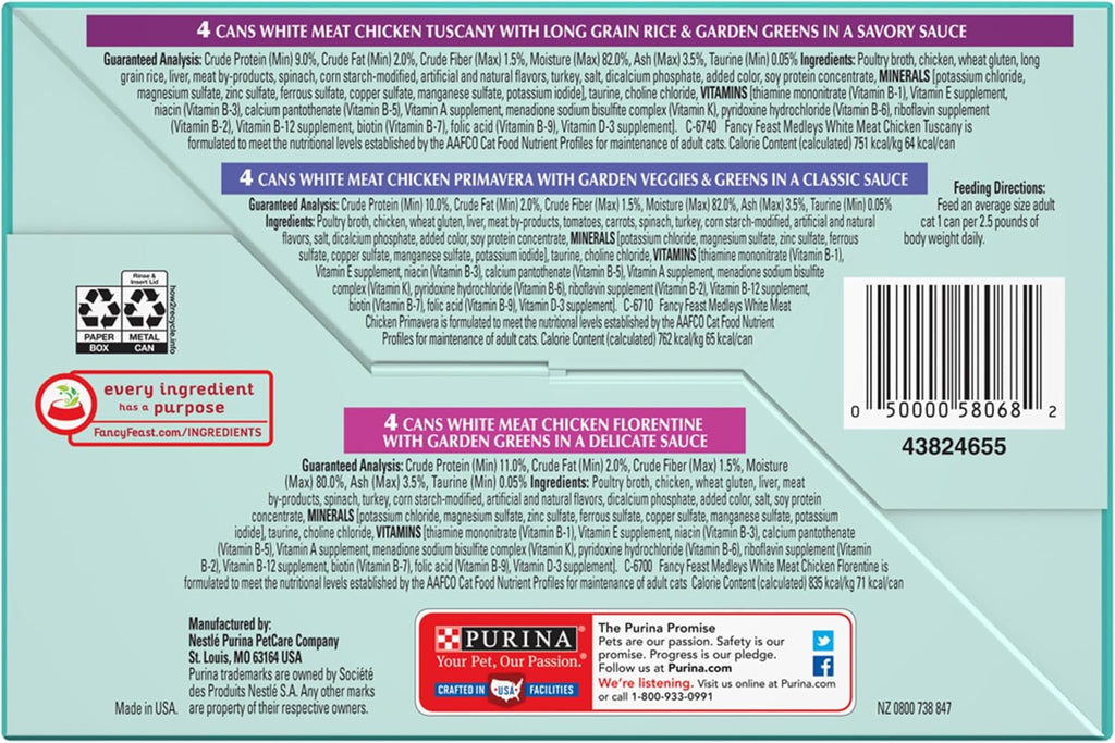 Purina Fancy Feast Wet Cat Food Variety Pack, Medleys White Meat Chicken in Sauce Collection - (Pack of 12) 3 oz. Cans - Image 9