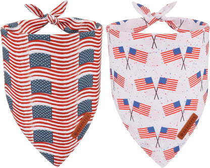 ADOGGYGO Star Dog Bandana 2 Pack, Reversible Red Blue Patriotic Pet Scarf Bib, Adjustable Fit 4th of July Star Bandanas for Medium Large Dogs Pets (Large) - Image 13