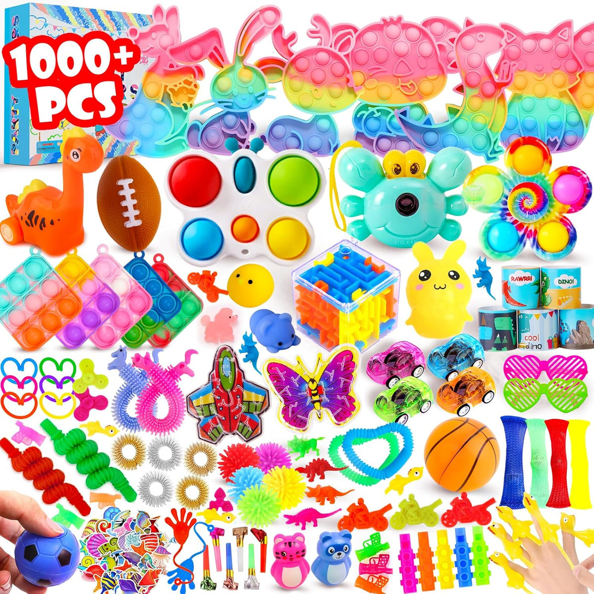 Dkz 1000 piece fidget toy pack front view for kids party favors