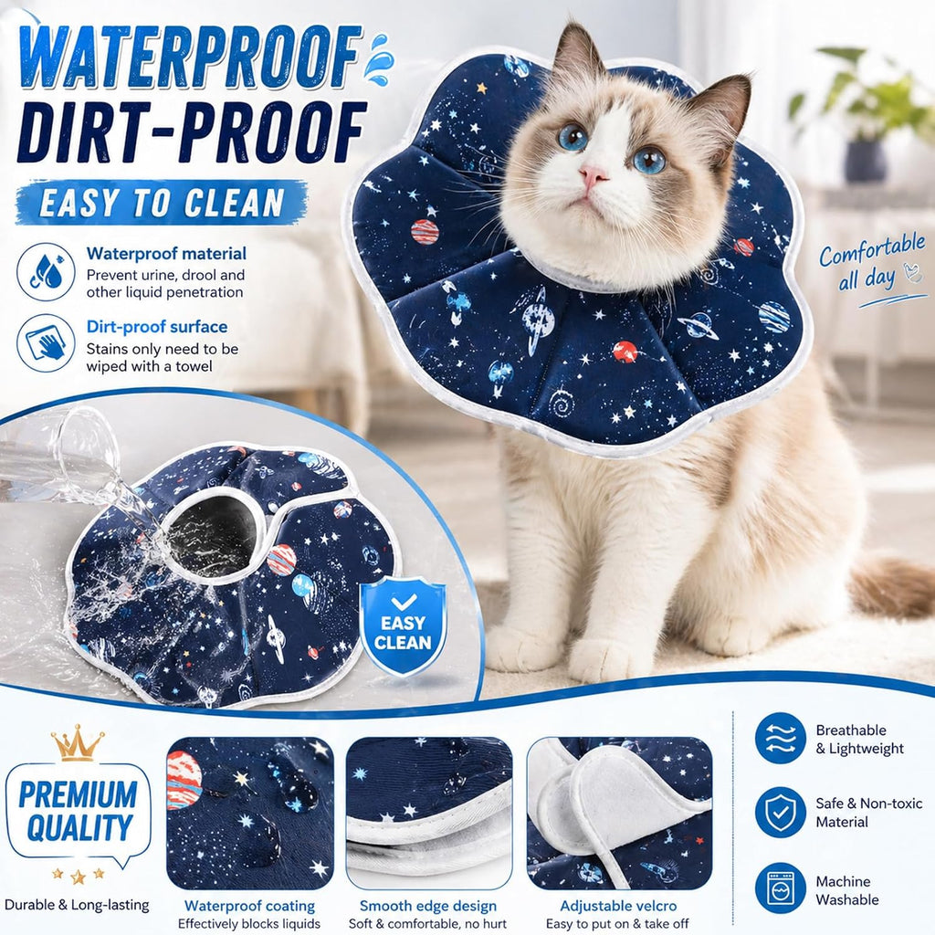 Waterproof high-density twill fabric detail of Mechpia cat neck cone.