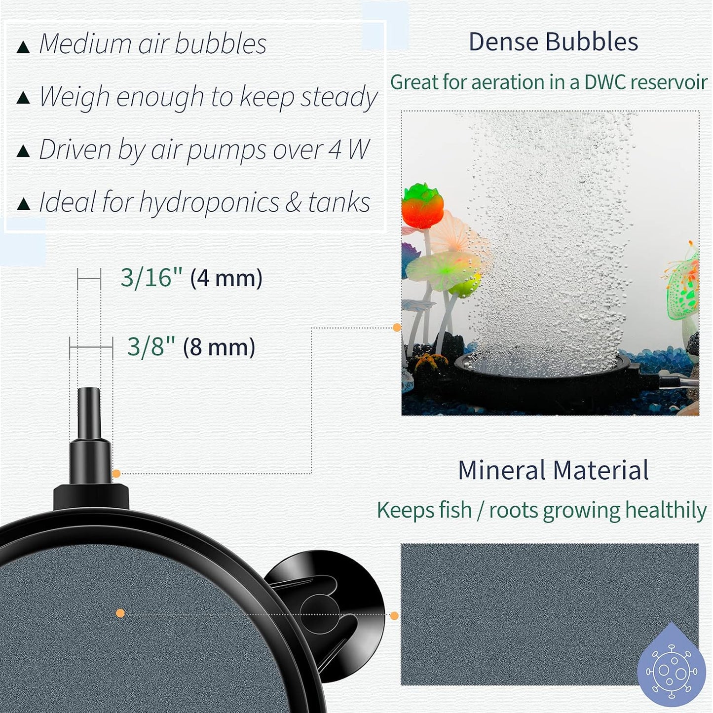 Pawfly two pack aquarium air stone package content with airline tubing connectors visible.