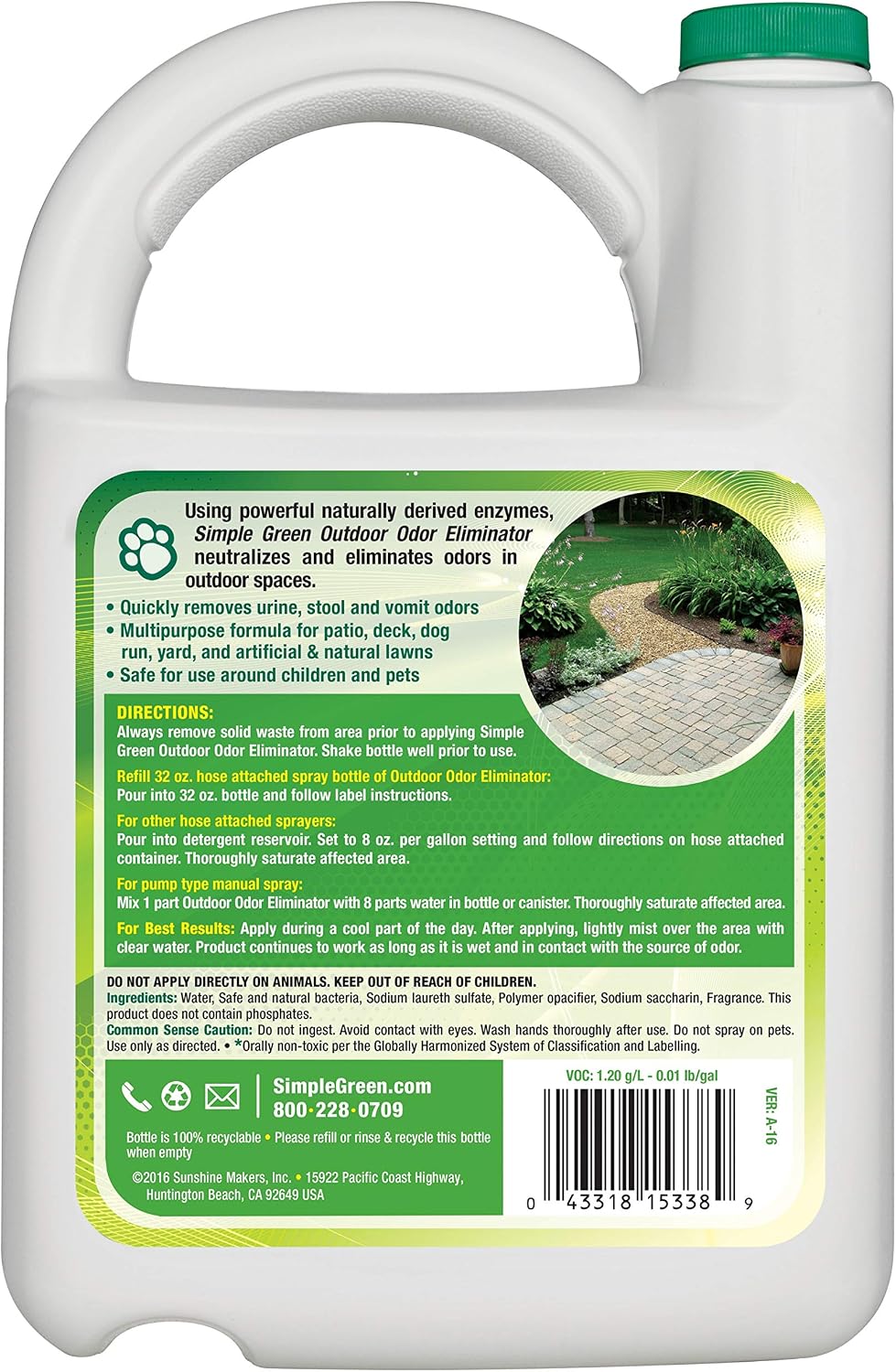 Simple Green pet urine enzyme cleaner refill bottle side view