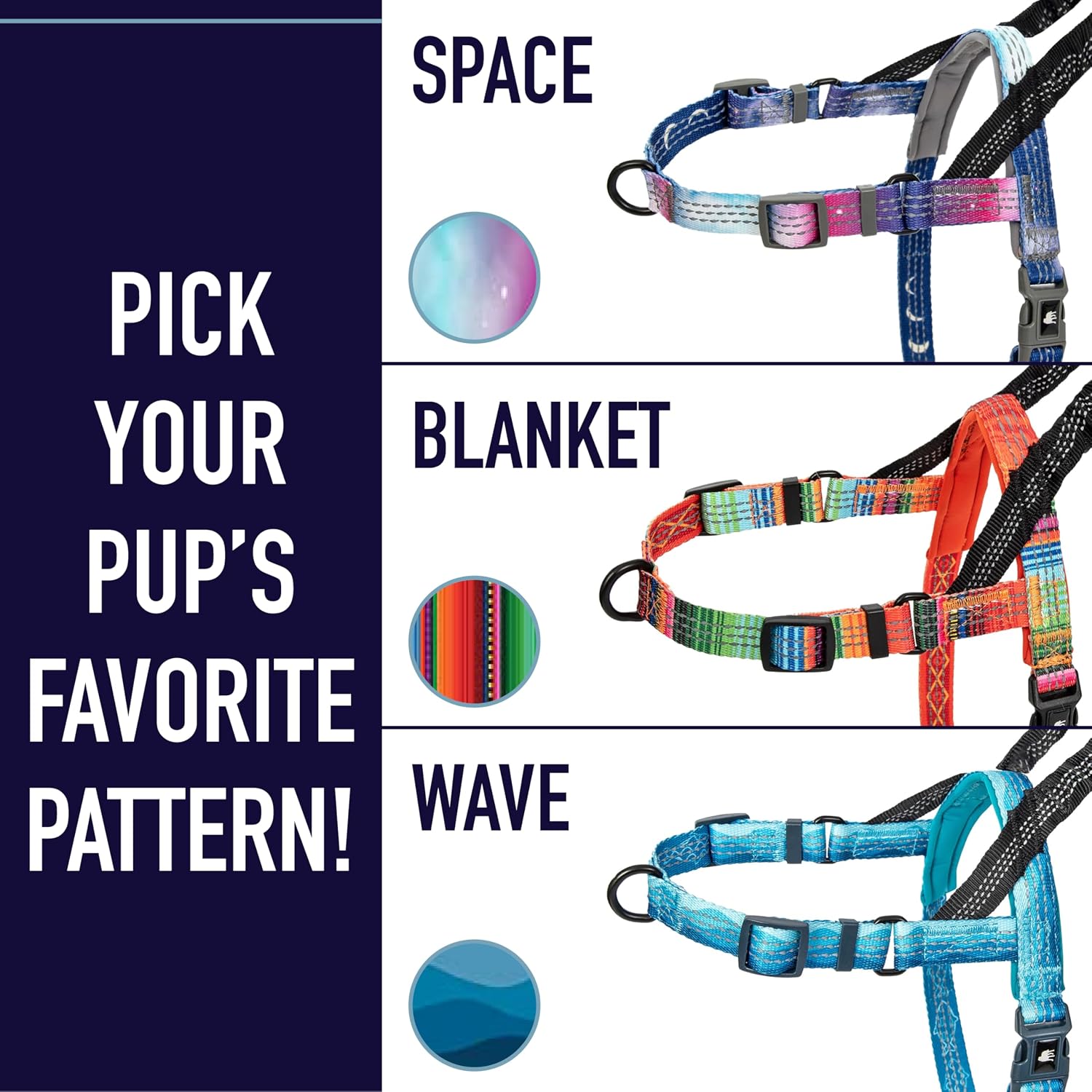 Leash Boss No Pull Dog Harness, Easy Walk for Small, Medium, and Large Pets, Reflective with Rear and Front Clip Attachment (Space Pattern, Small) - Image 9