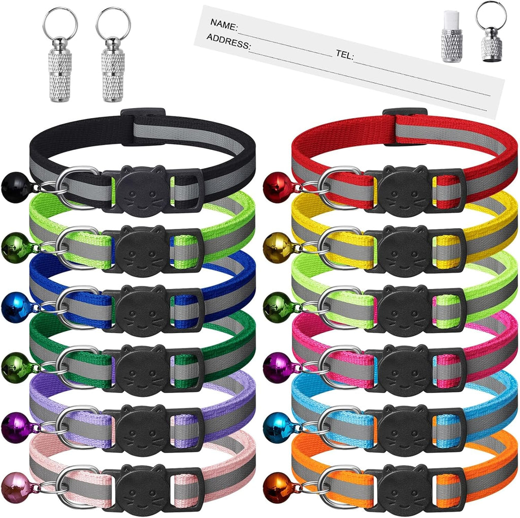 Extodry reflective breakaway cat collars front view featuring colorful multi-pack design.