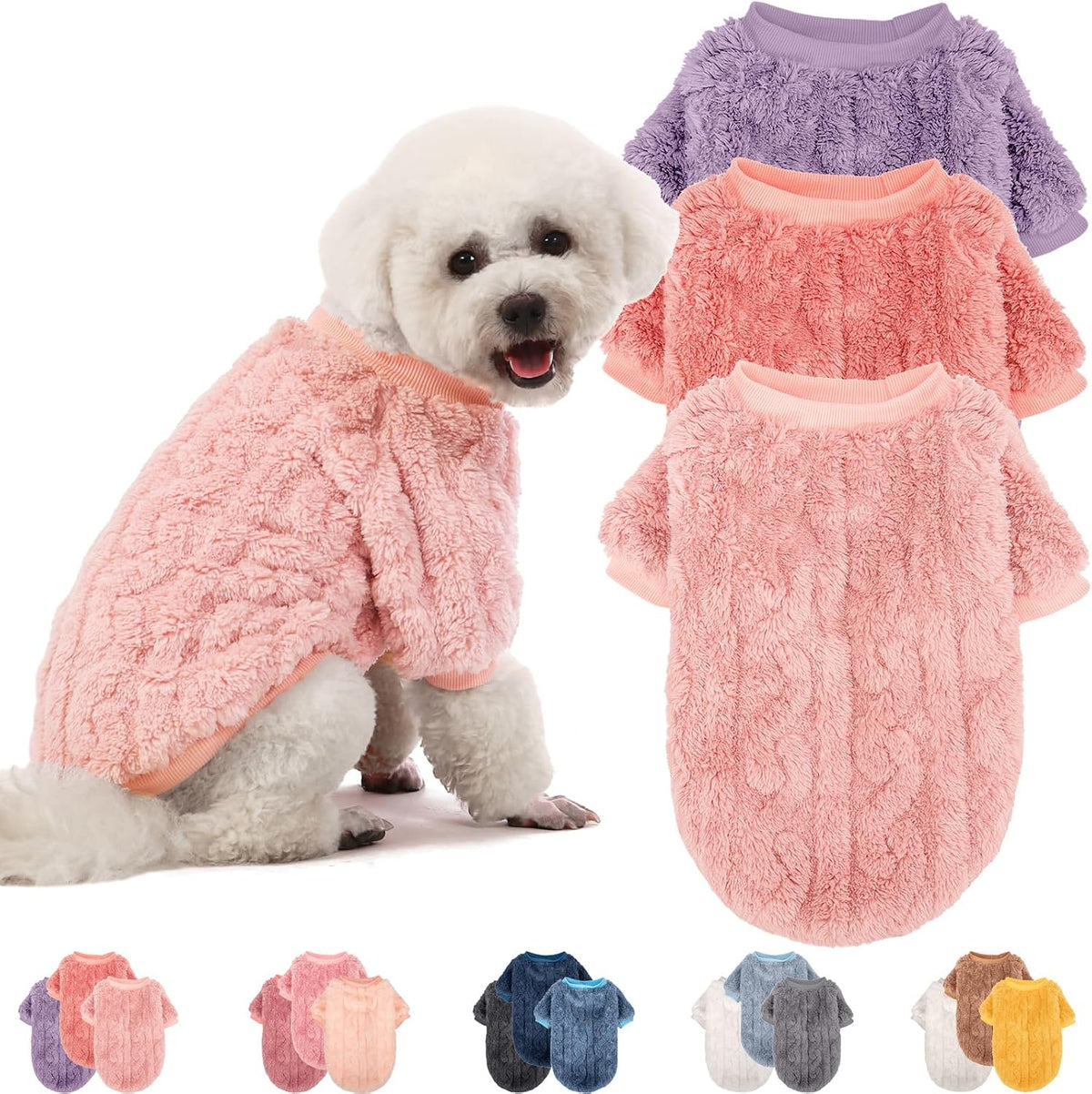 Dog Sweater, 3 Pack Dog Sweaters for Small Dogs or Cats, Girl or Boy, Warm Dog Clothes Shirt Coat for Winter Christmas (Blue, Dark Blue, Grey, Medium) - Image 13