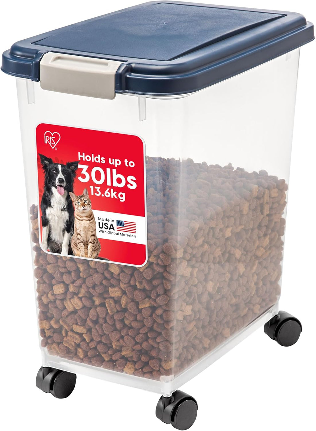 IRIS USA Airtight Dog Food Storage Container, Up to 30 lbs, Attachable Wheels, for Dog Cat Bird and other Pet Food Storage Bin, Keep Fresh, Easy Mobility, BPA Free, Black - Image 12