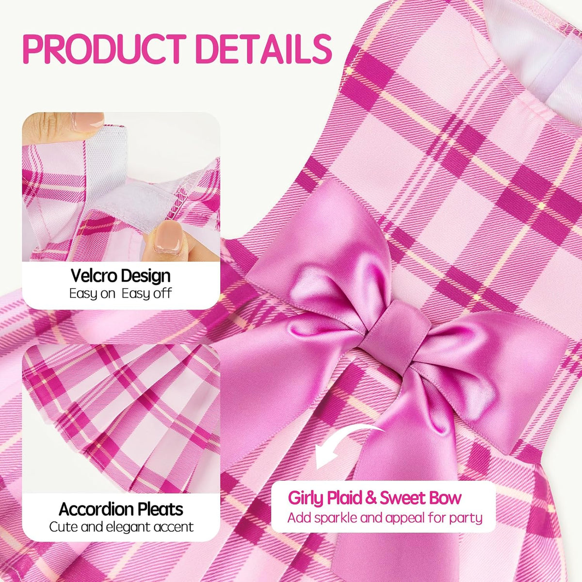 XPUDAC extra small female dog dress purple plaid holiday attire view