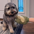Close-up of the elastic wristband on the premium Spot pet drying mitt.