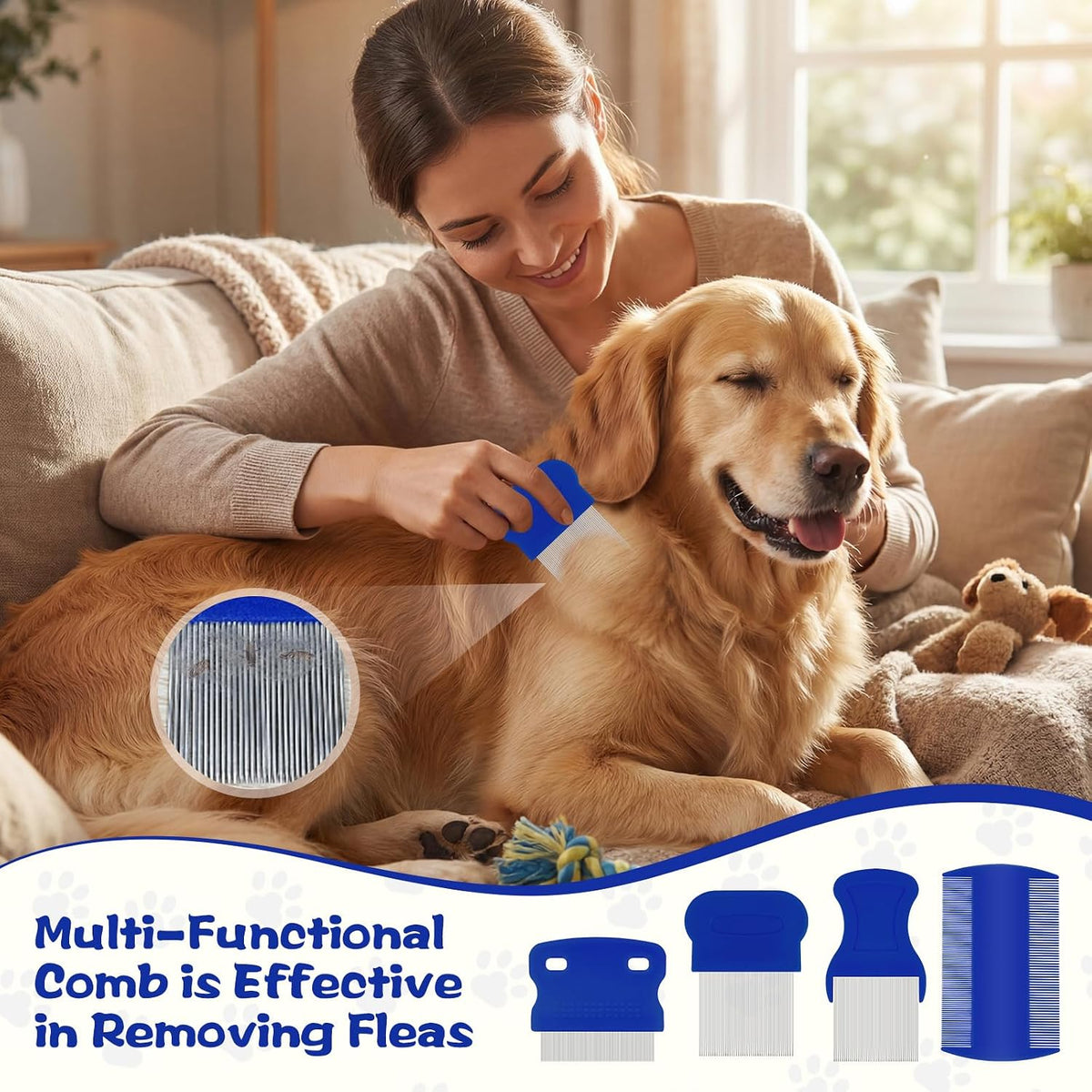 Complete set of seven pet hygiene and detangling tools